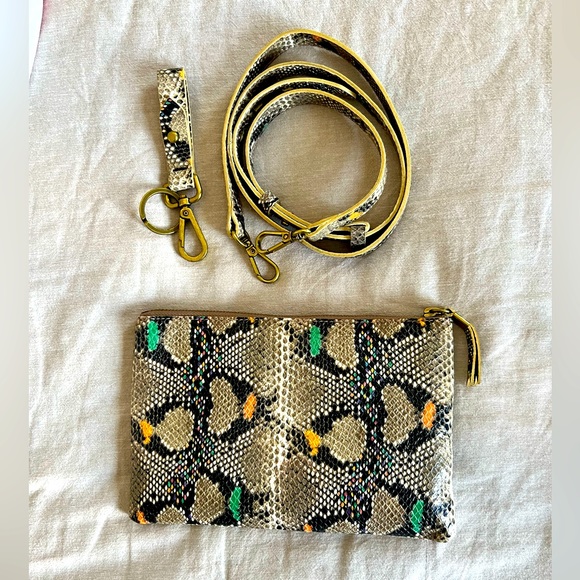 Madewell snake print pouch, bag strap and matching keychain. - Picture 1 of 7
